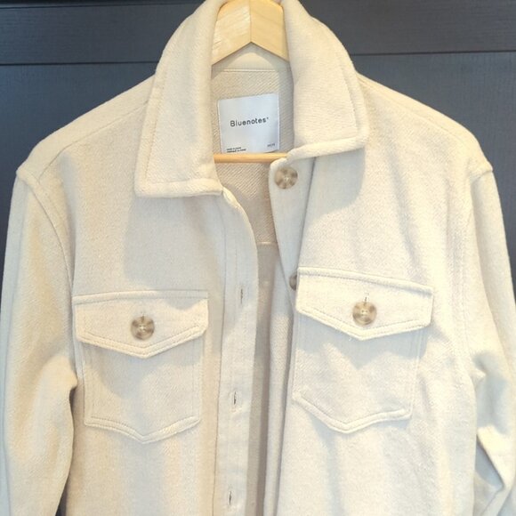 Women's Bluenotes Off-White Button-Up Sherpa Oversized Jacket - Size M - Picture 5 of 6